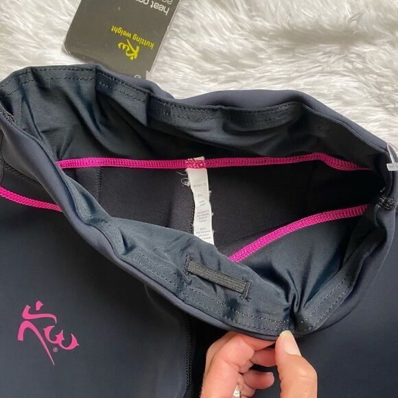 KW Heat Generating Capri Pants Weight Cutting Black Pink NEW Women’s Size XS - Picture 5 of 9